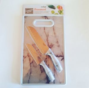 Santoku knife set of 2 with cutting board